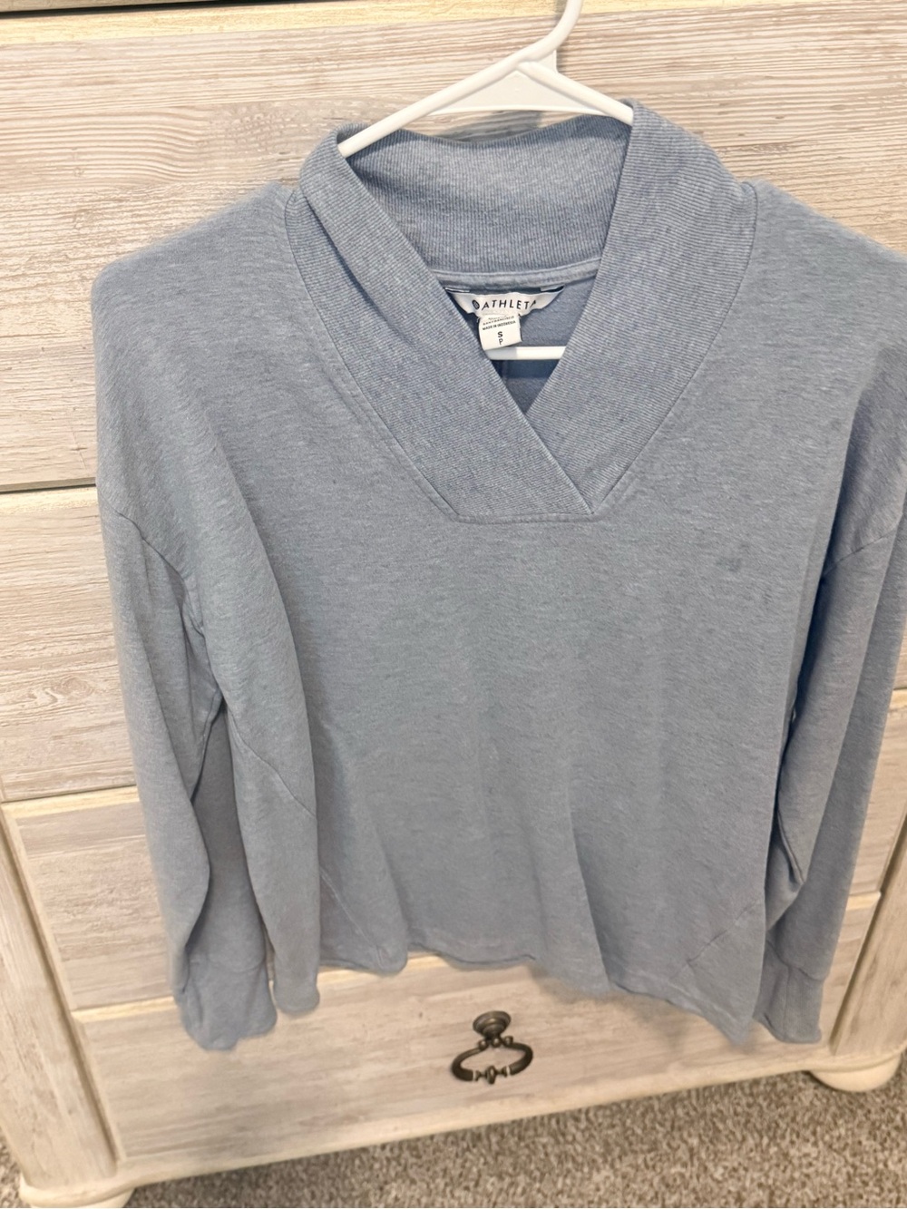 Athleta Pale Blue V-Neck Cozy Pullover Sweater
